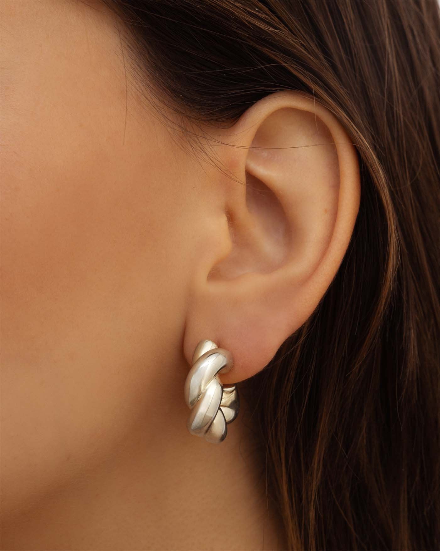 Orecchini A Cerchio Intrecciati In Argento Sterling S925 – Stile Retrò Vuoto - Foto 2