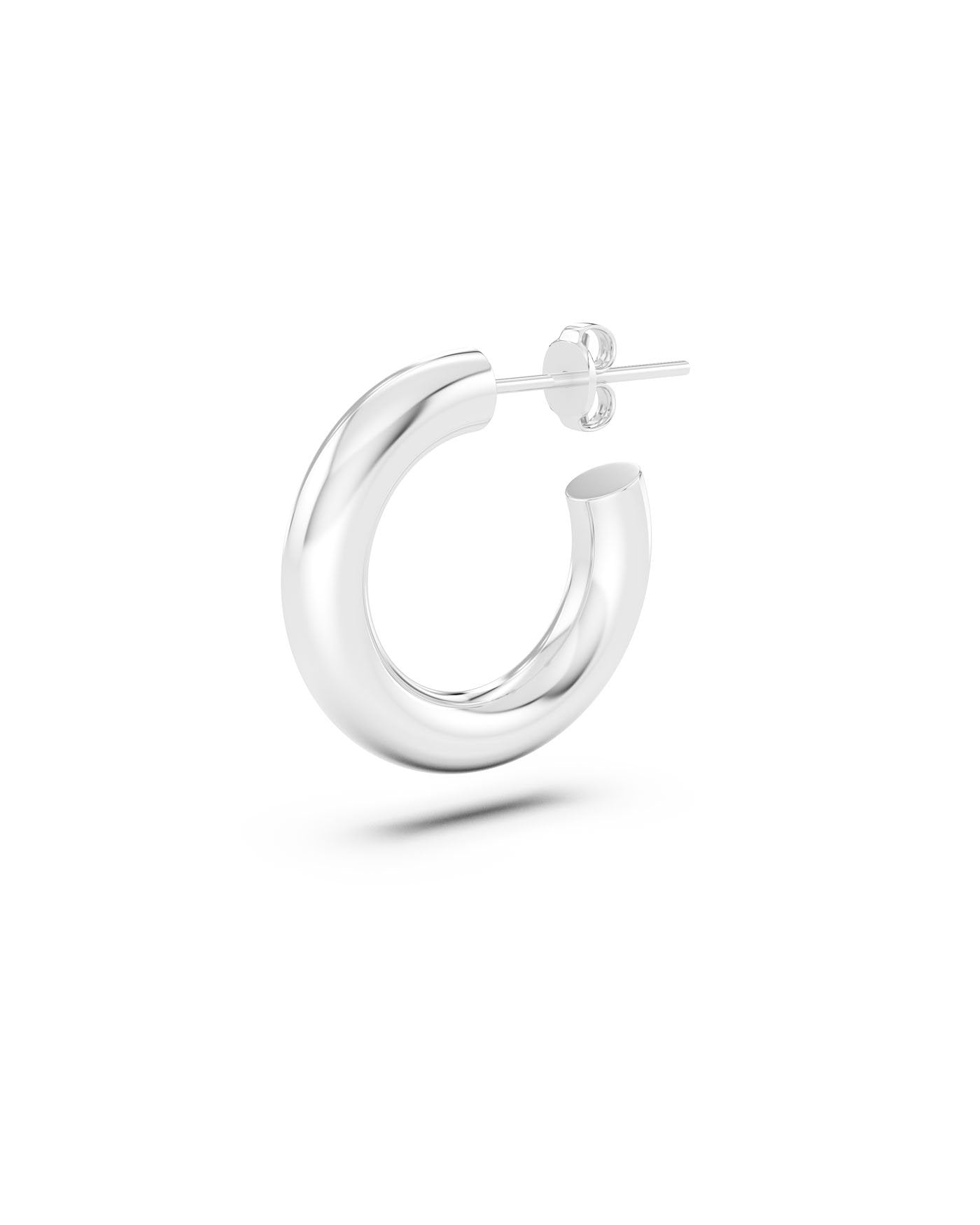Orecchino Singolo NKlaus A Cerchio In Argento 925 - Diametro 14mm, Larghezza 3mm, Finitura Opaca E Brillante