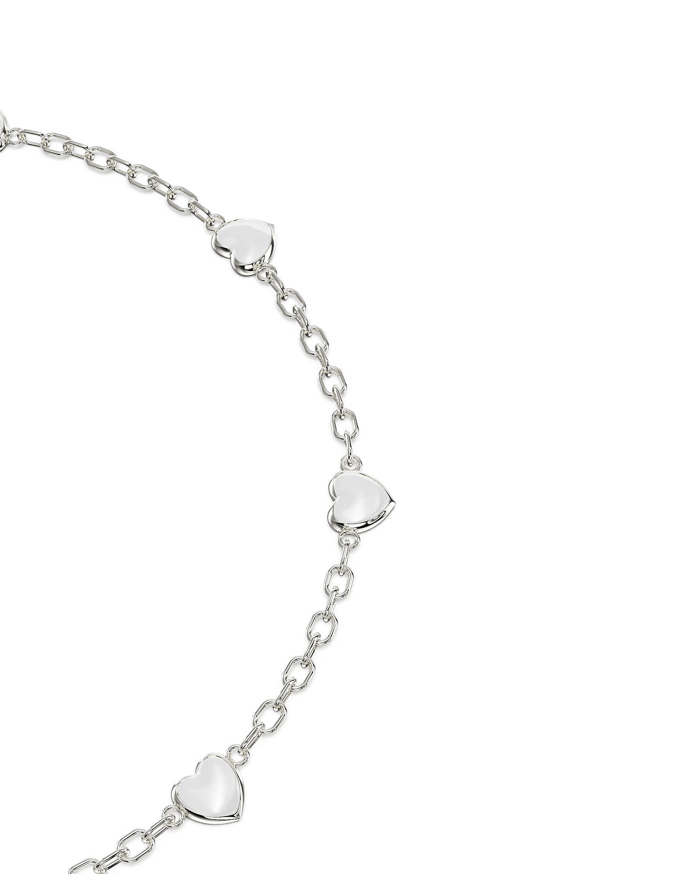 Bracciale Donna In Argento 925 Con Cuori Ritagliati Gonfi - Lunghezza 7 Pollici, Larghezza 3/4 Pollice