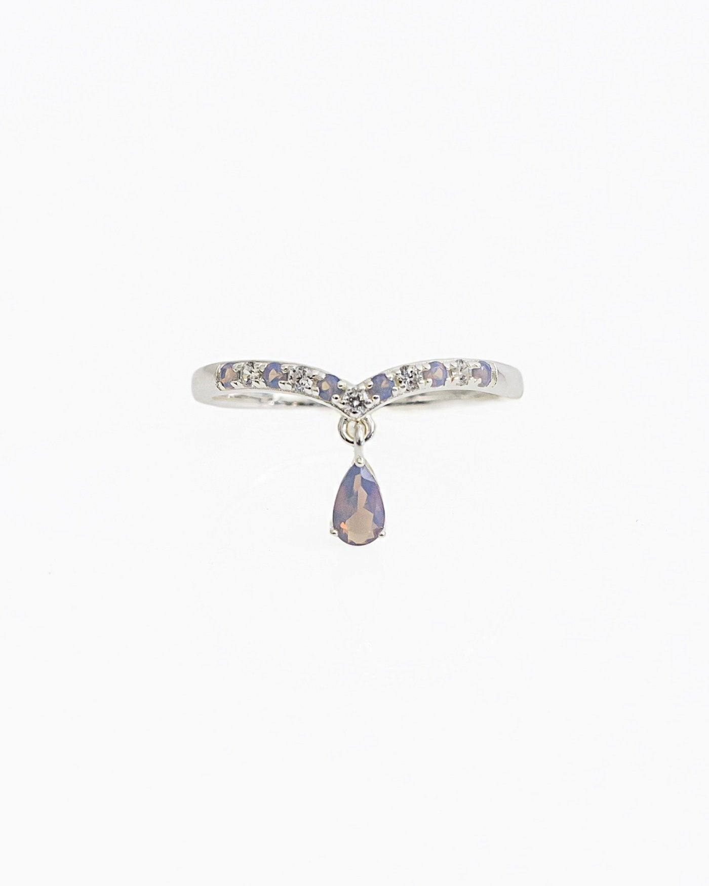 Anello Chevron A Forma Di V In Argento 925 Con Zirconi Colorati – Qings Anello Impilabile Rainbow – Regalo Per Lei Compleanno O Fidanzamento - 3