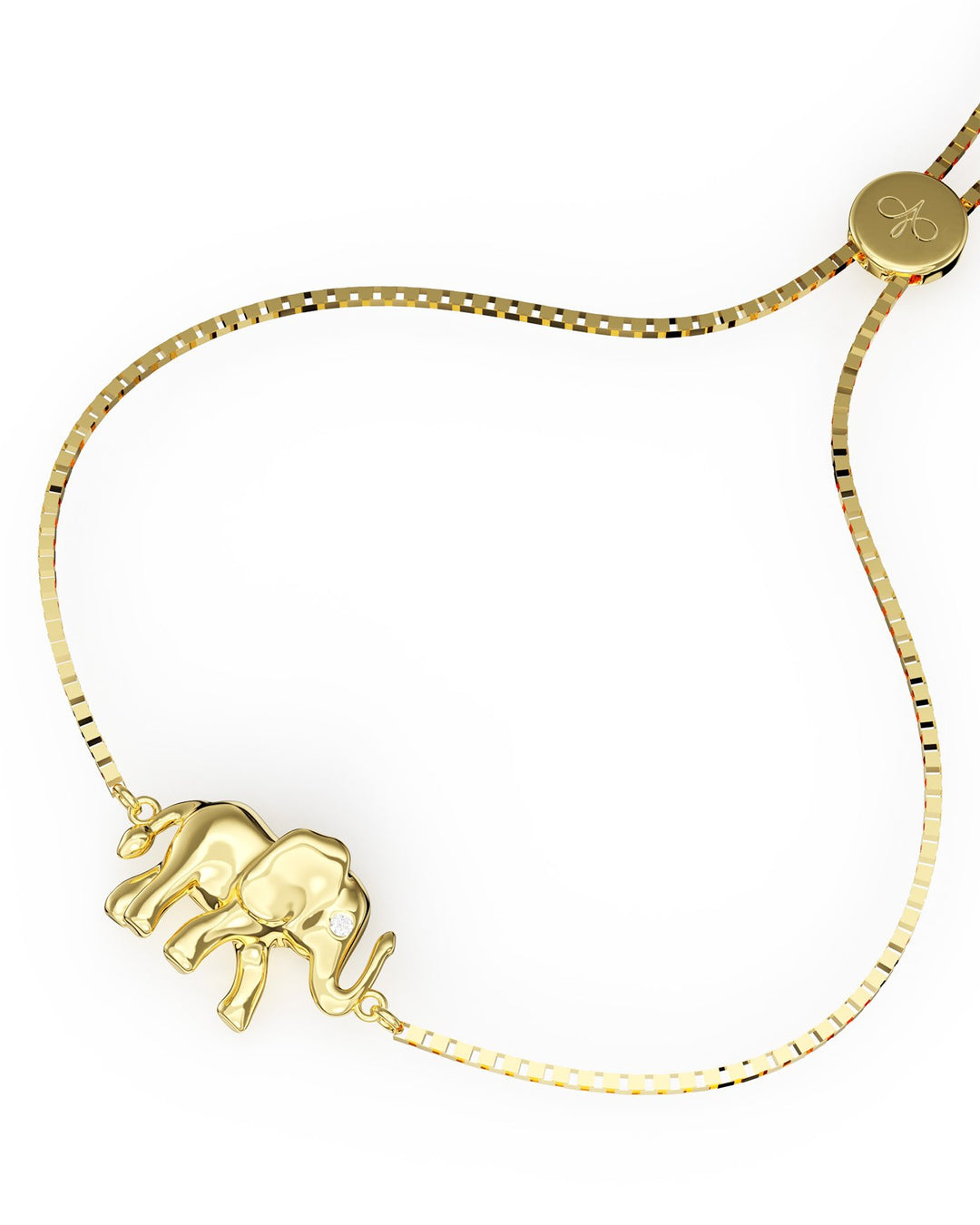 dettaglio del bracciale elefante placcato oro