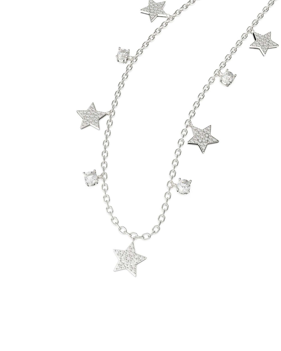 choker in argento con stelle in pavé di zirconia