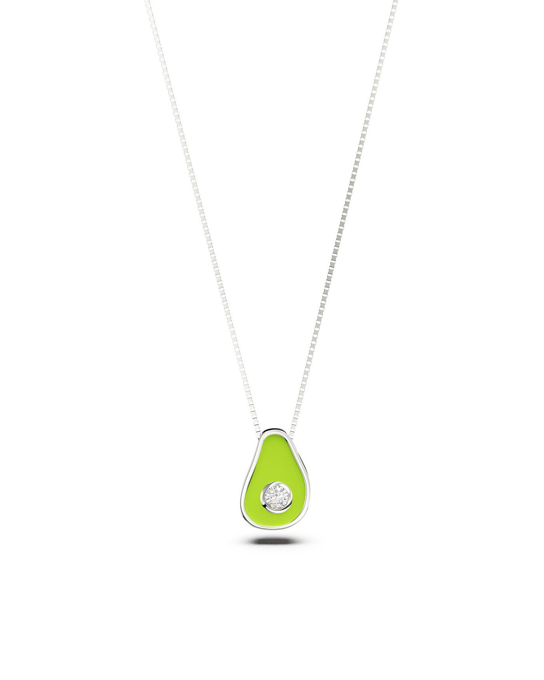 collana in argento con avocado verde pendente