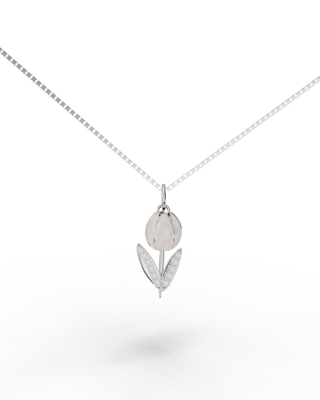 collana con tulipano bianco in argento