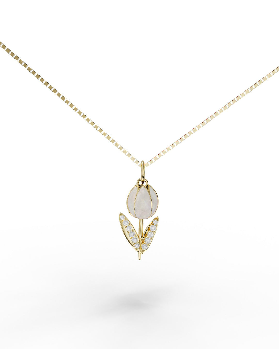 collana tully con tulipano bianco in argento placcato oro