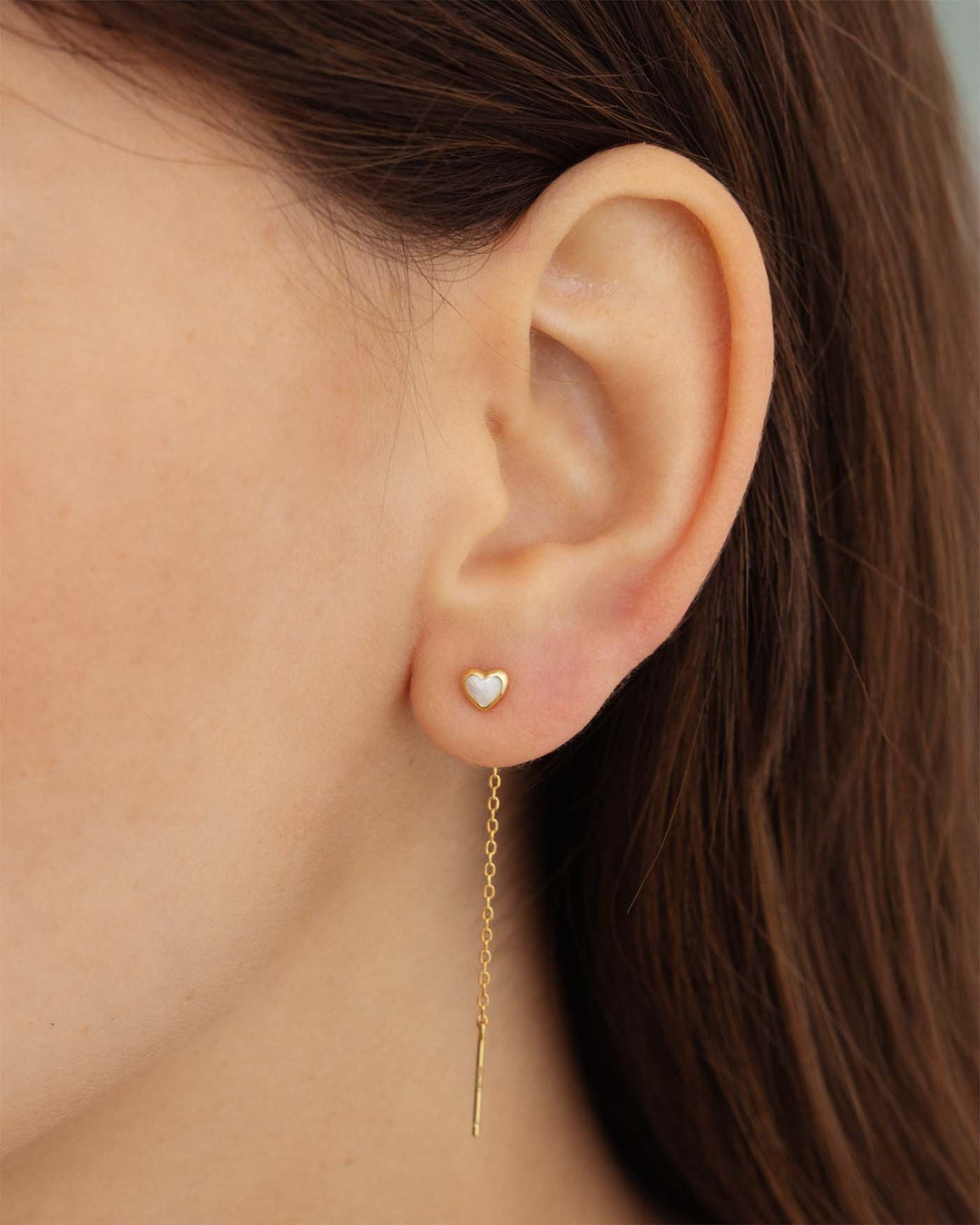 close up del lovli cuore madreperla placcato oro