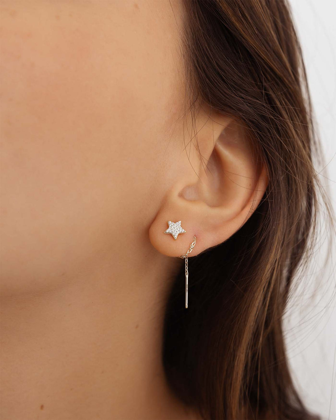 lovli stella pave argento indossato su due buchi