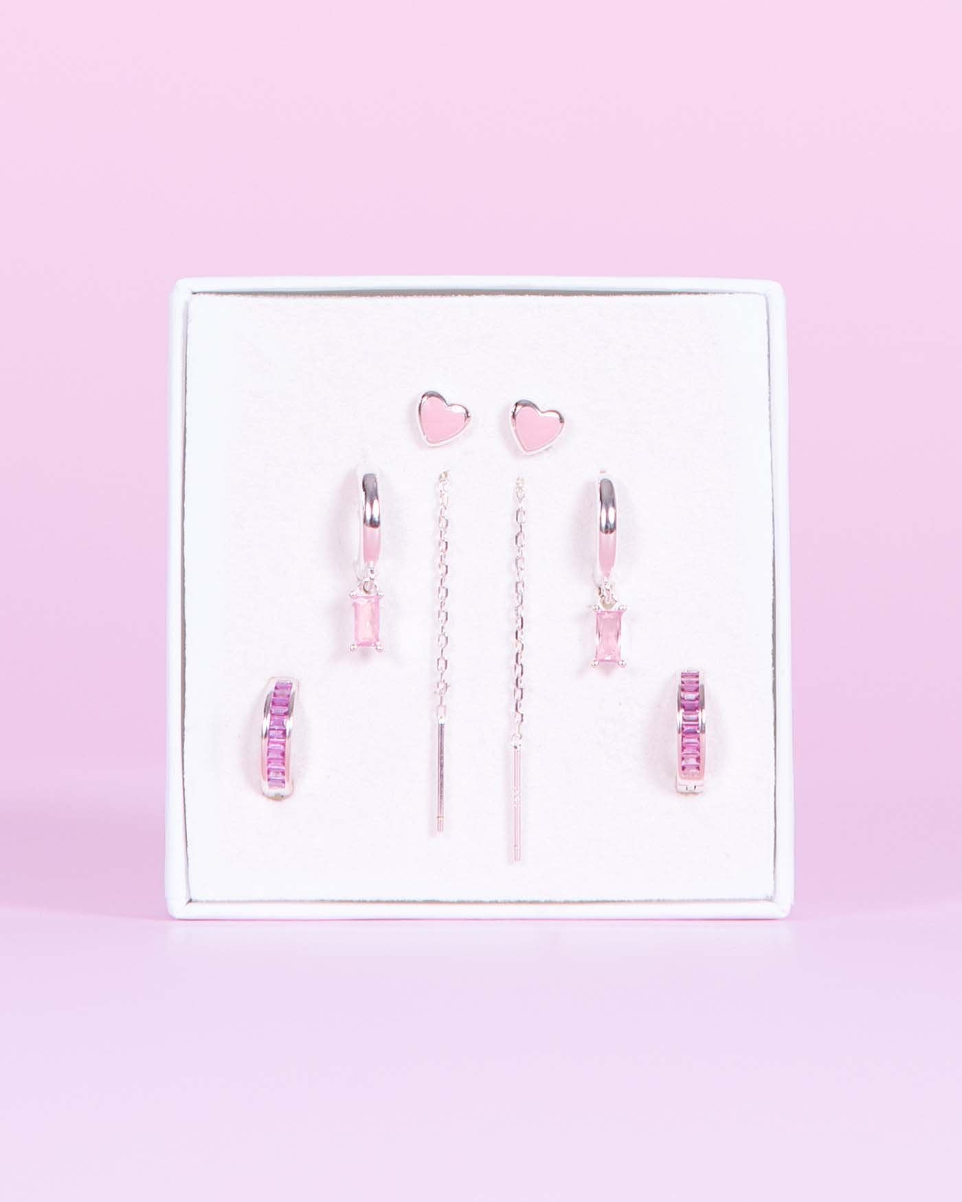 Orecchini a bottone in argento sterling con stella rosa – 5 mm
