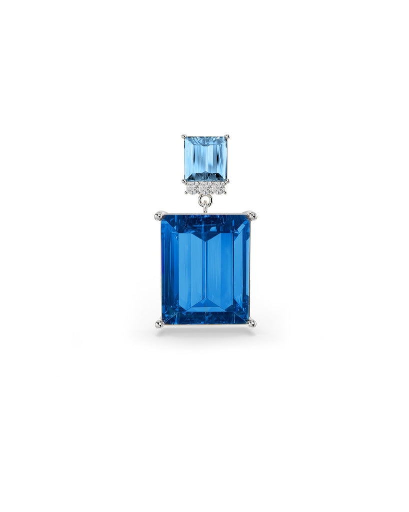 L'ora blu 長財布 Orizzonte L'ora magica Orecchino Pendente Argento con Zirconia Blu - Amabile