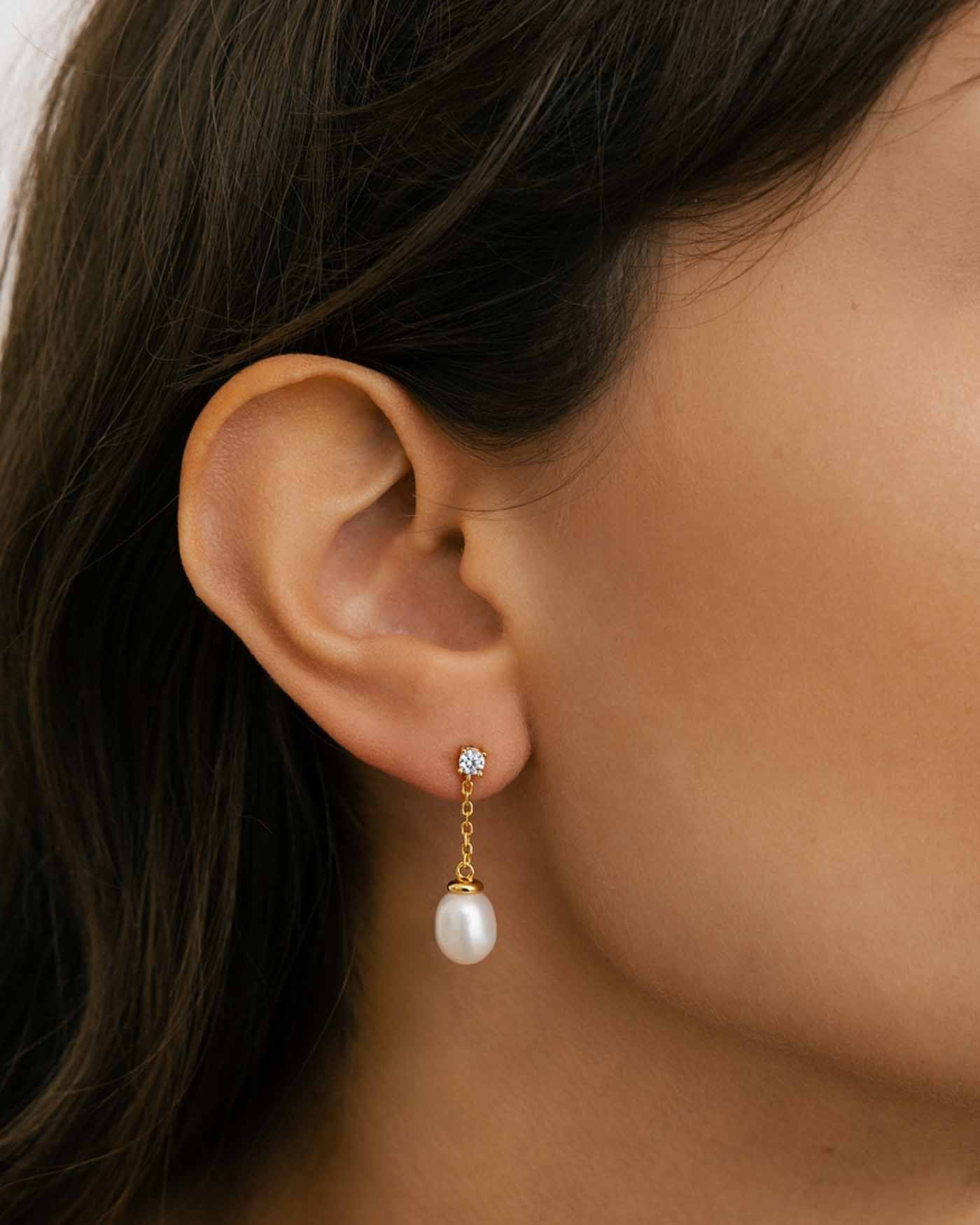 Valero Pearls Orecchini Pendente In Argento 925 Con Perla D'Acqua Dolce E Zirconia – Eletti E Dorati