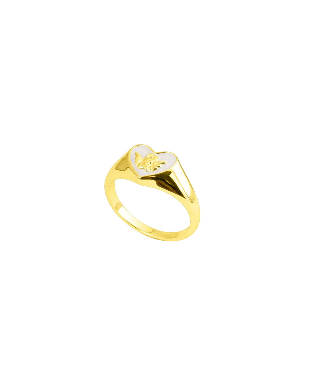 anello angioletto placcato oro laterale