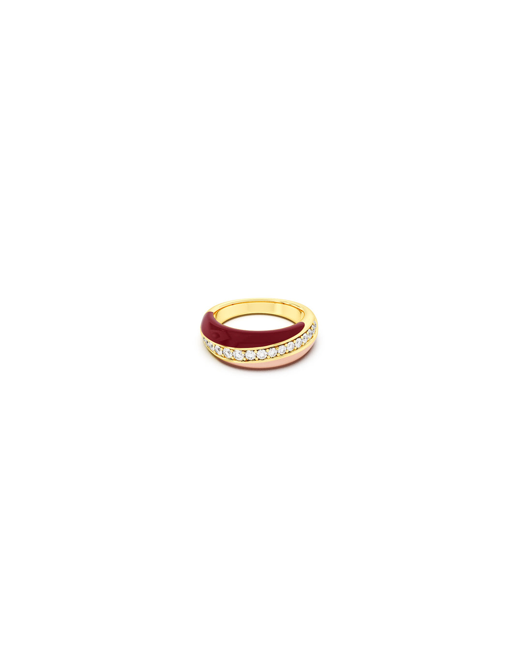 anello bombato rosa e bordeaux in argento placcato oro