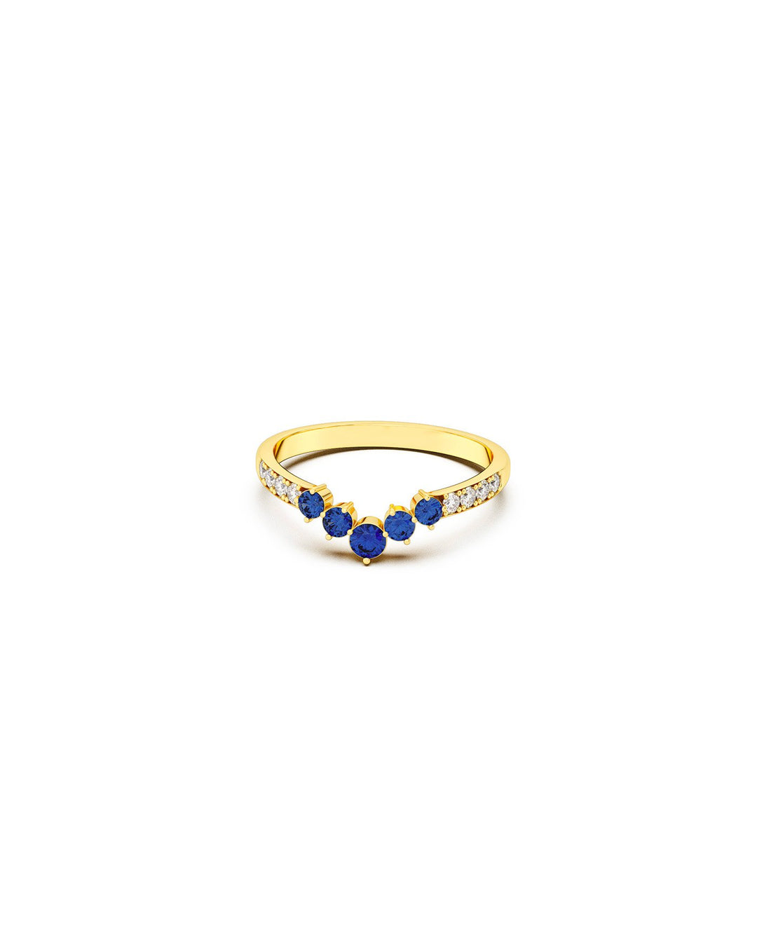 anello chevron con pietre blu oro