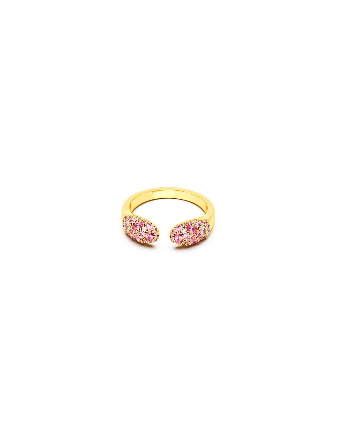 anello aperto con punti luce rosa e fucsia oro