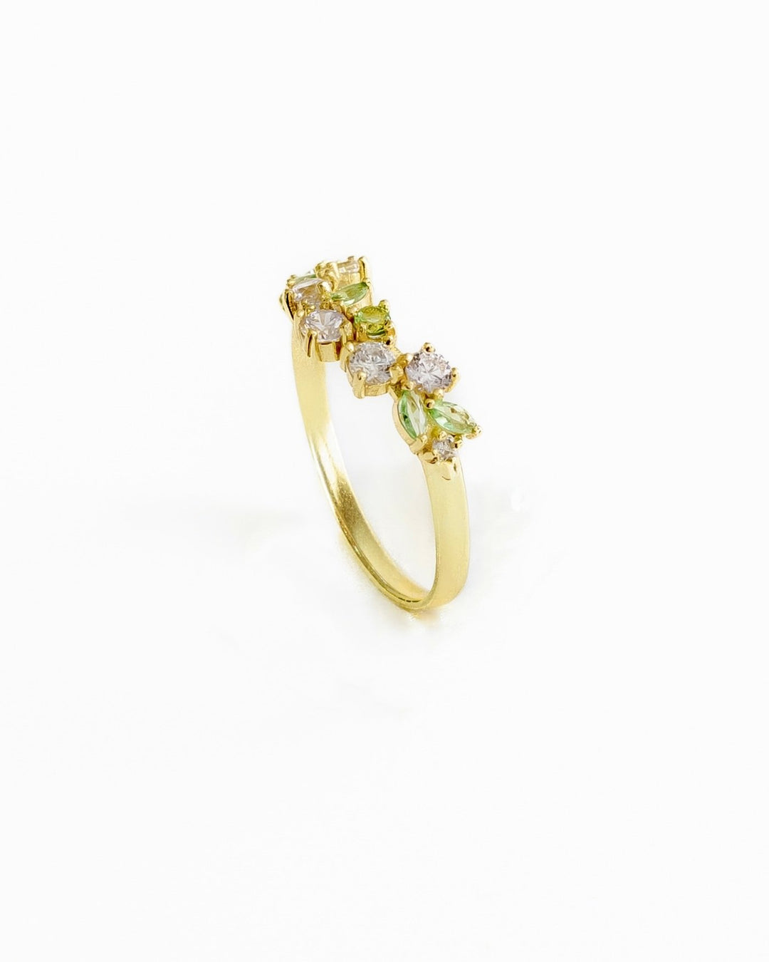 Anello chevron in Argento 925 con Zirconie Rosa e Verde