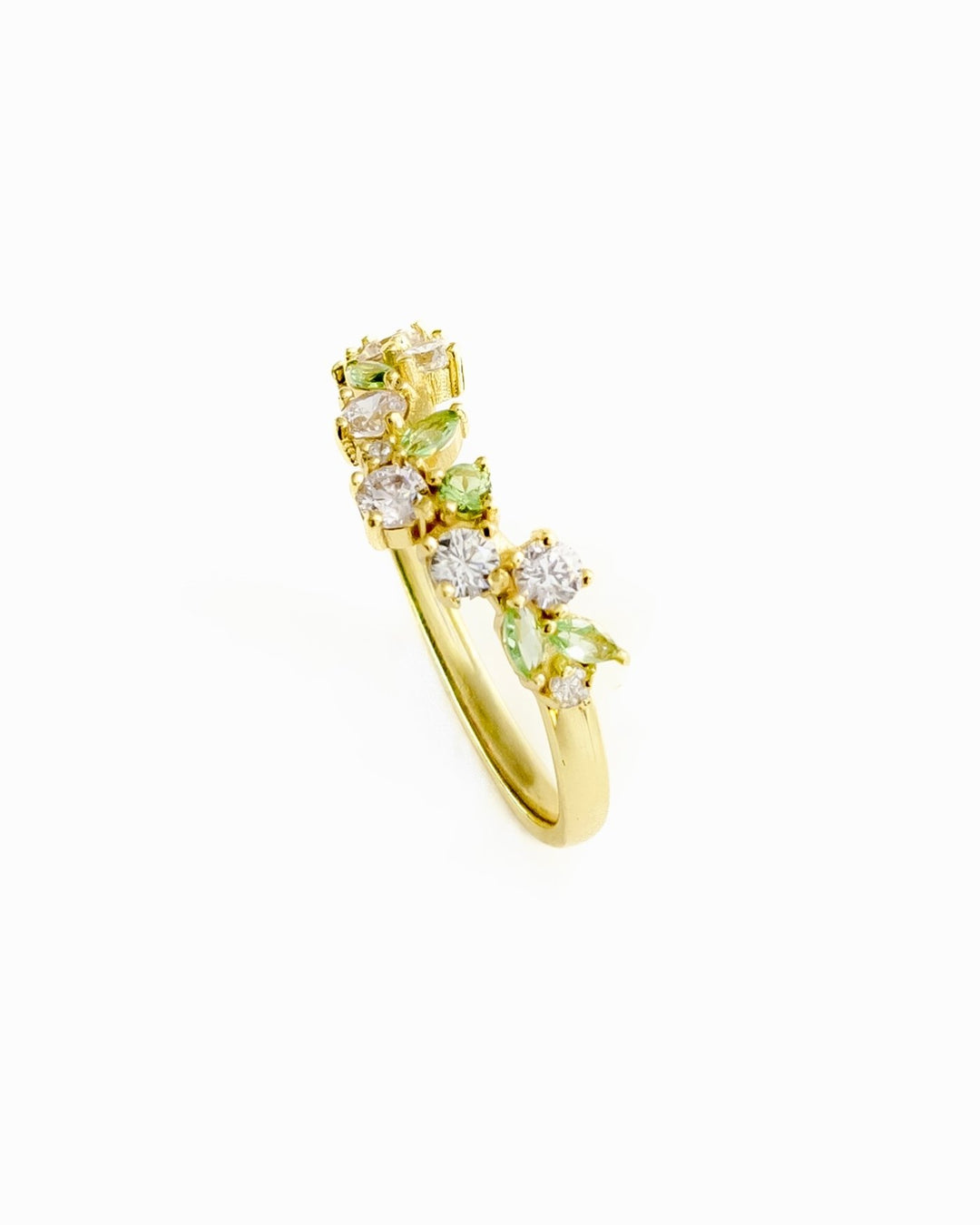 Anello chevron in Argento 925 con Zirconie Rosa e Verde