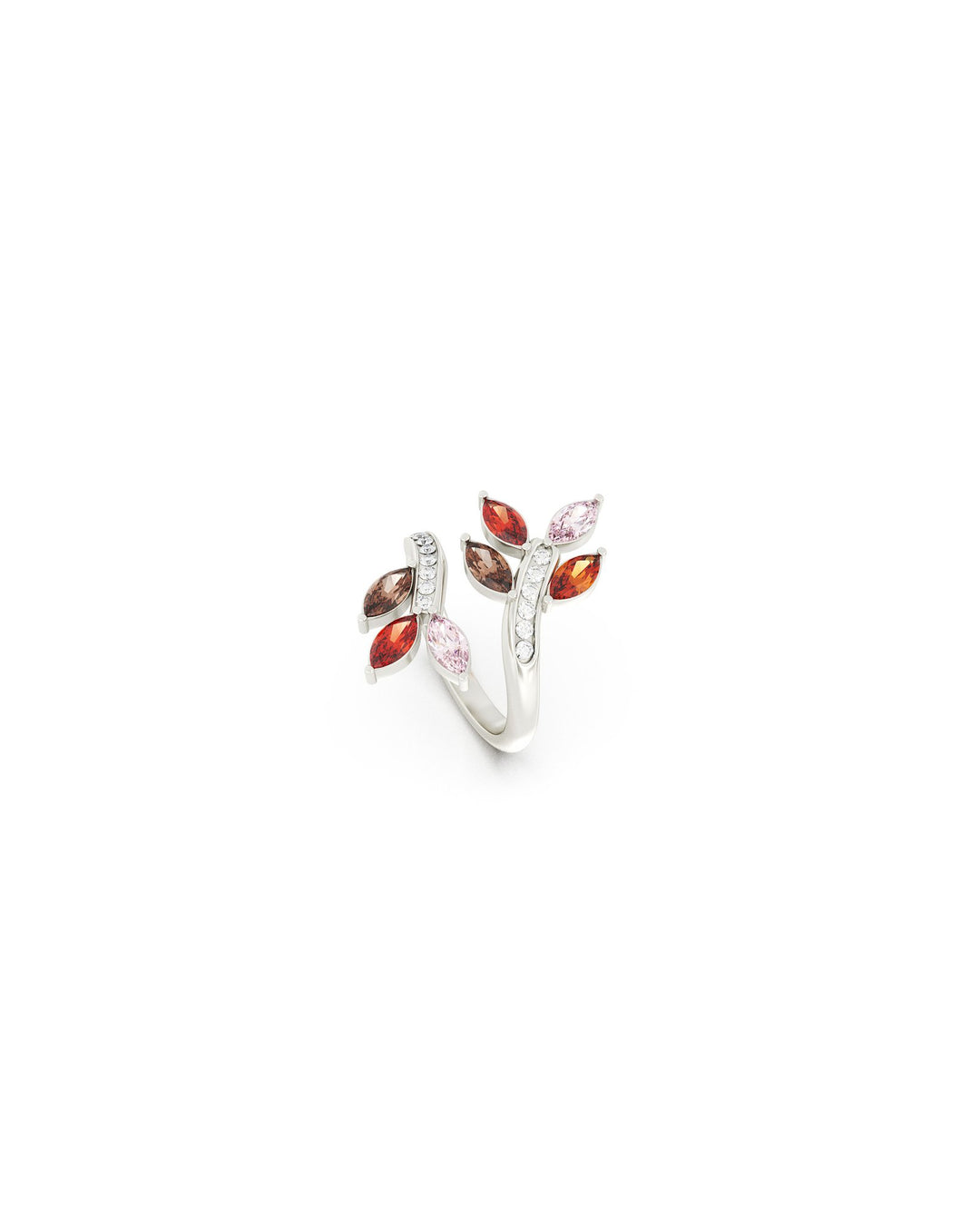 anello foliage argento di lato