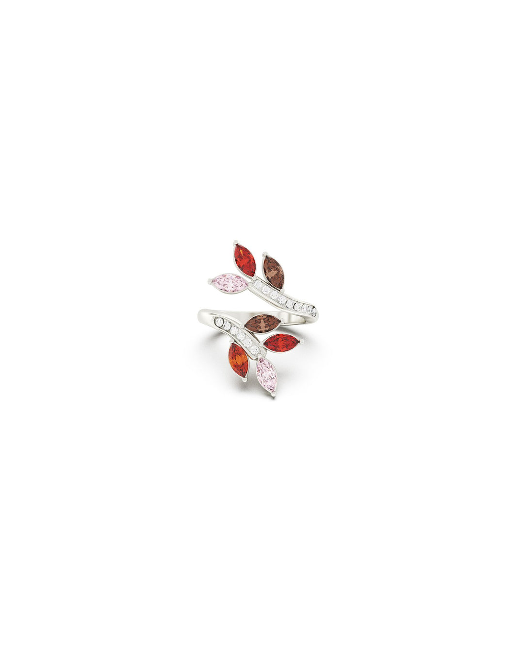 anello contrarié in argento con pietre colorate autunnali
