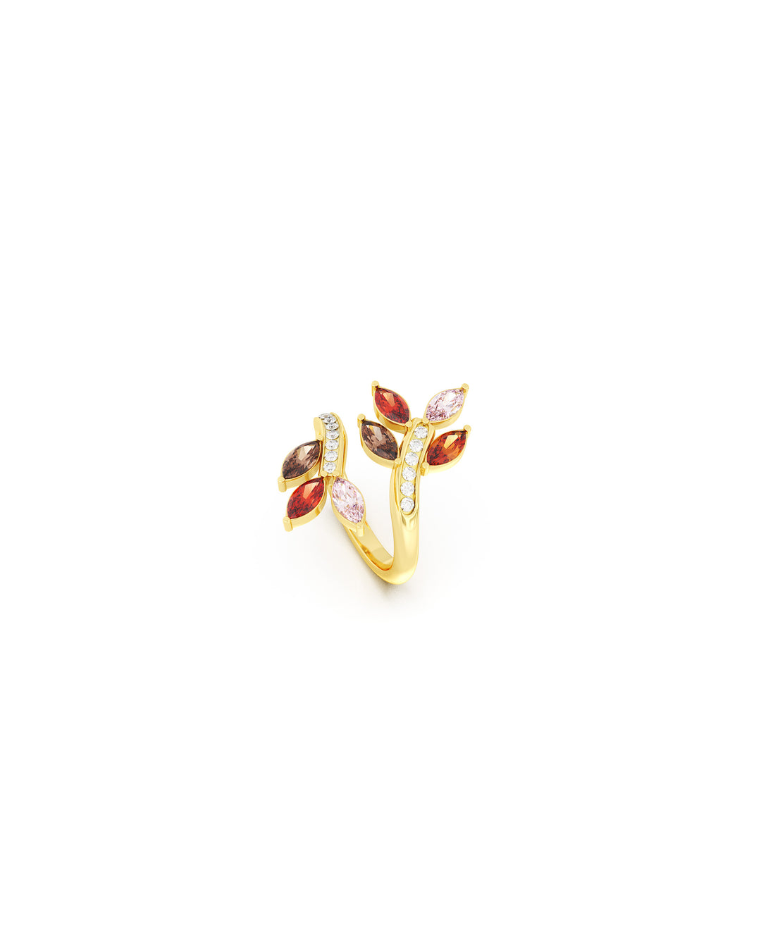 anello foliage placcato oro di lato