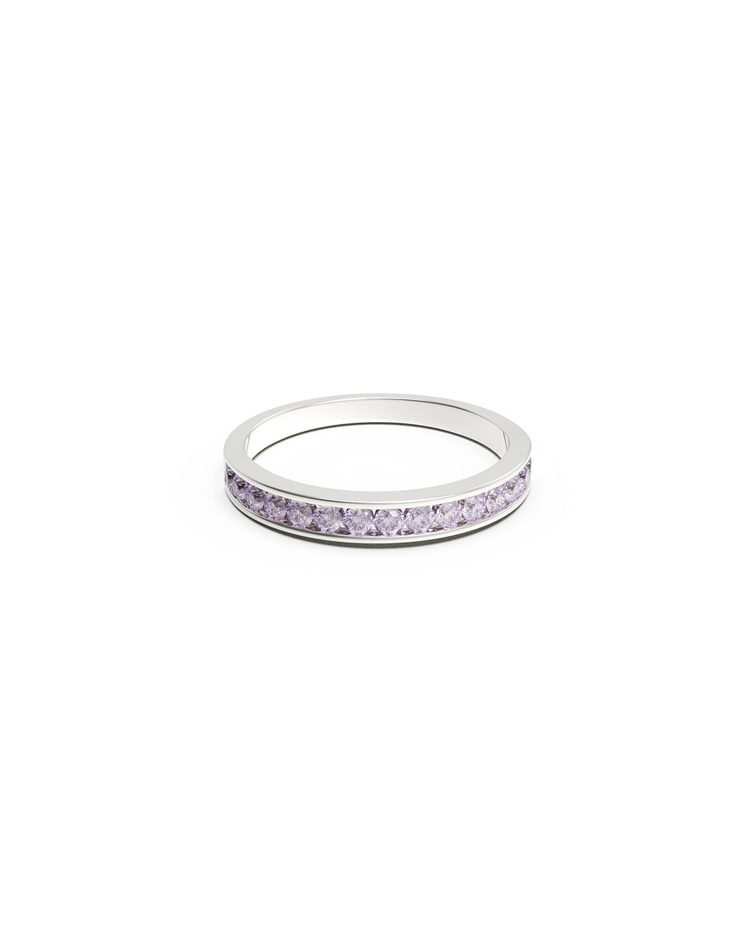 anello zirconia lilla argento frontale