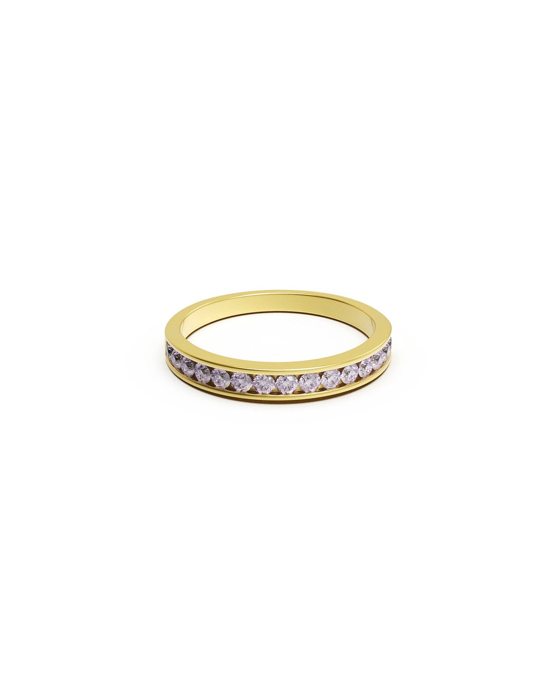 anello zirconia lilla placcato oro frontale