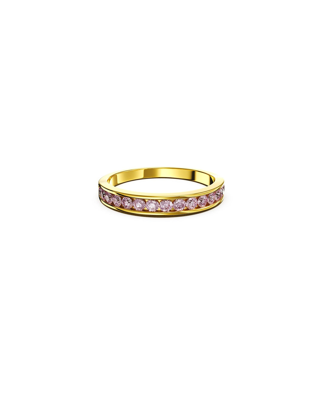 anello zirconia rosa placcato oro frontale