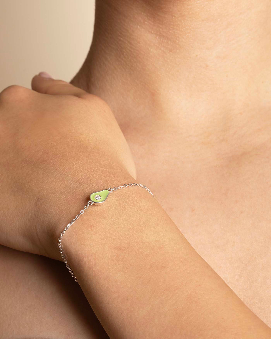 bracciale in argento con avocado verde smaltato
