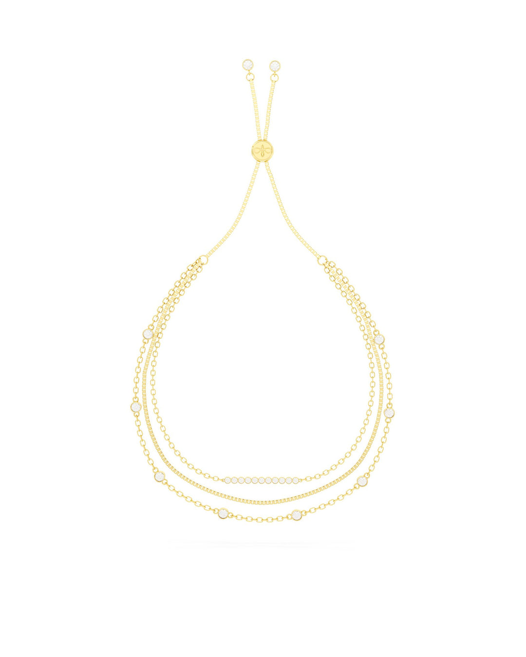 bracciale multifilo a tre fili in argento placcato oro con chiusura slider