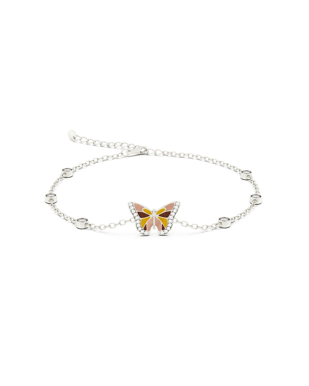 bracciale in argento con farfalla colorata