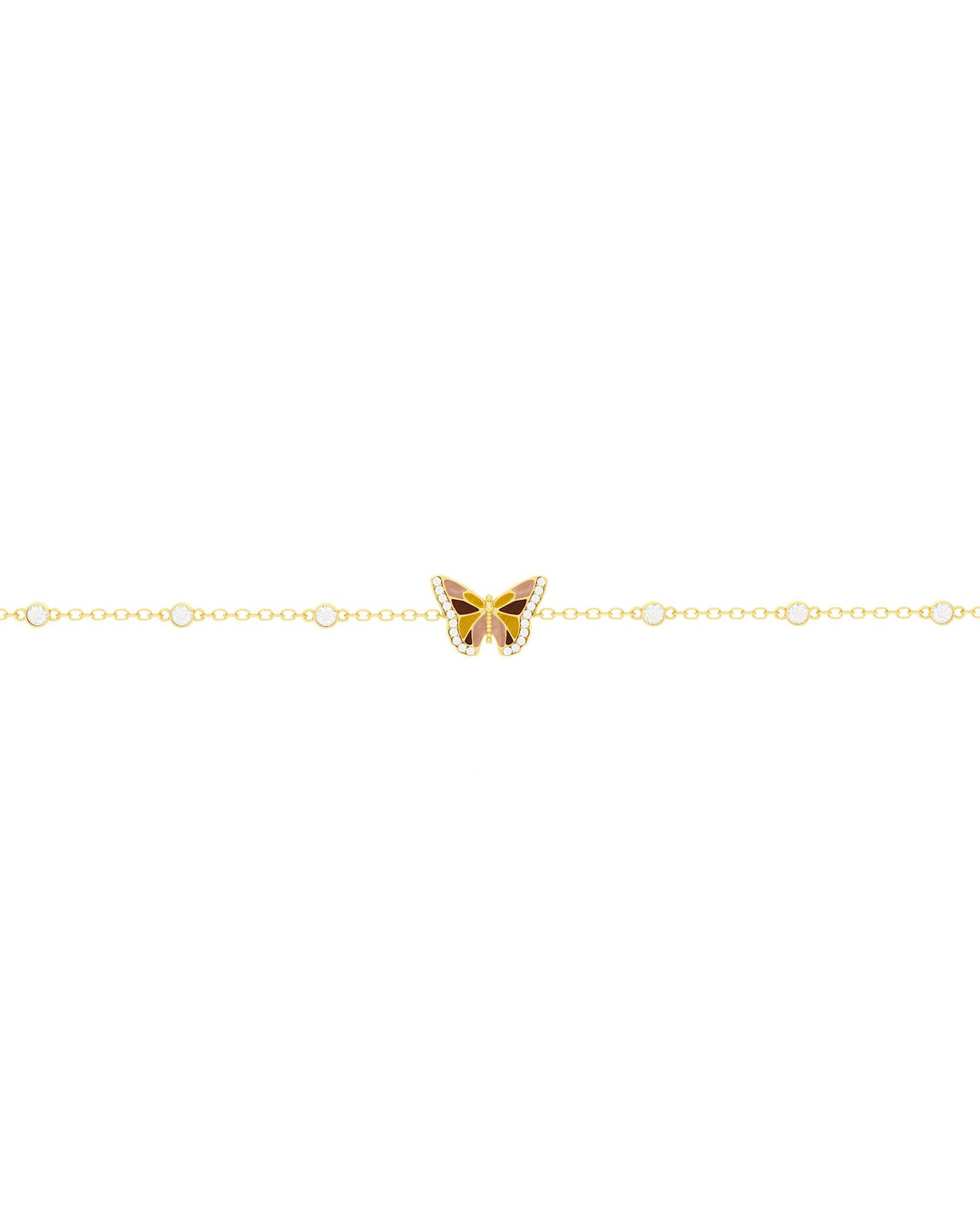 dettaglio del bracciale farfalla placcato oro