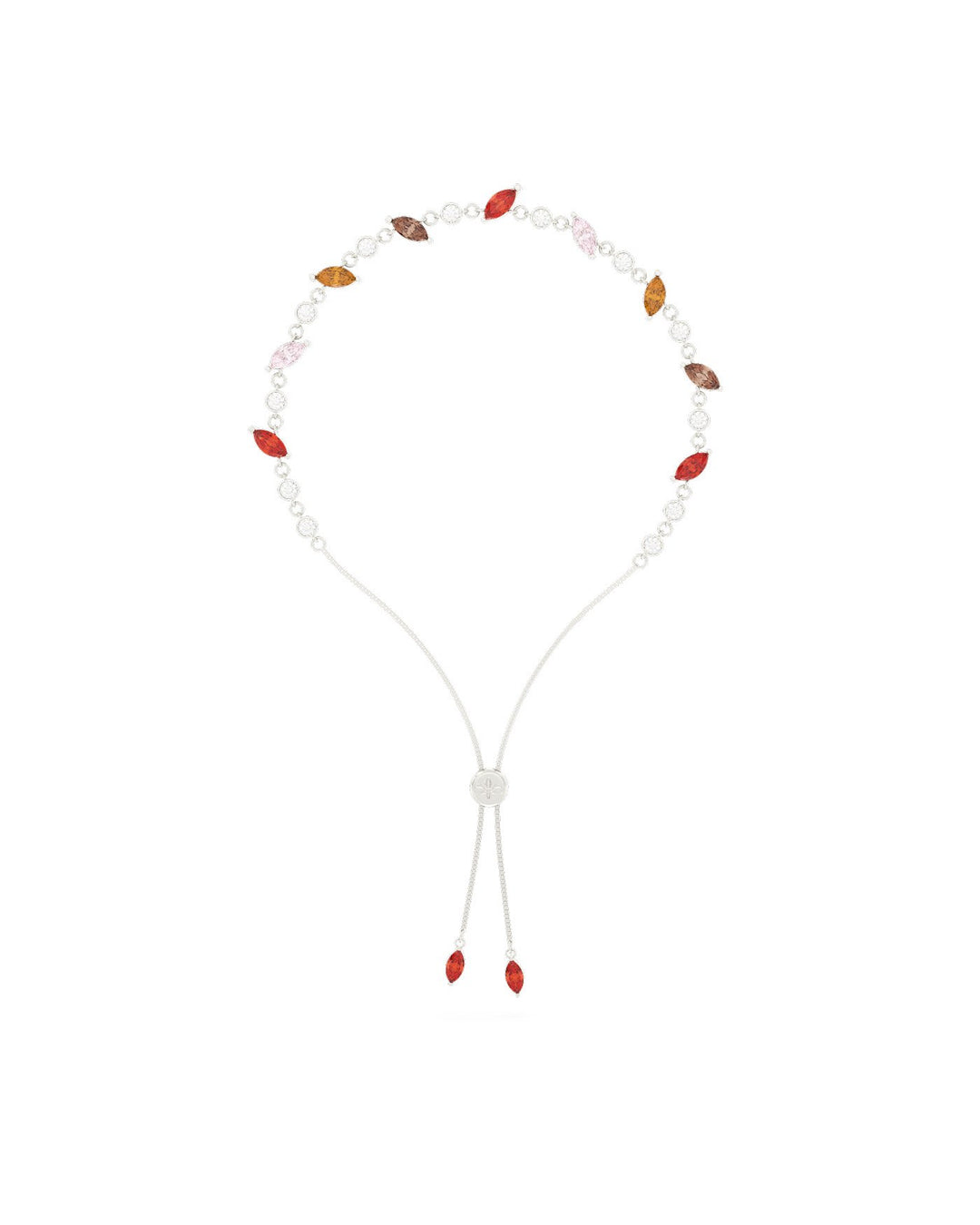bracciale foliage argento con pietre colorate autunnali e chiusura slider