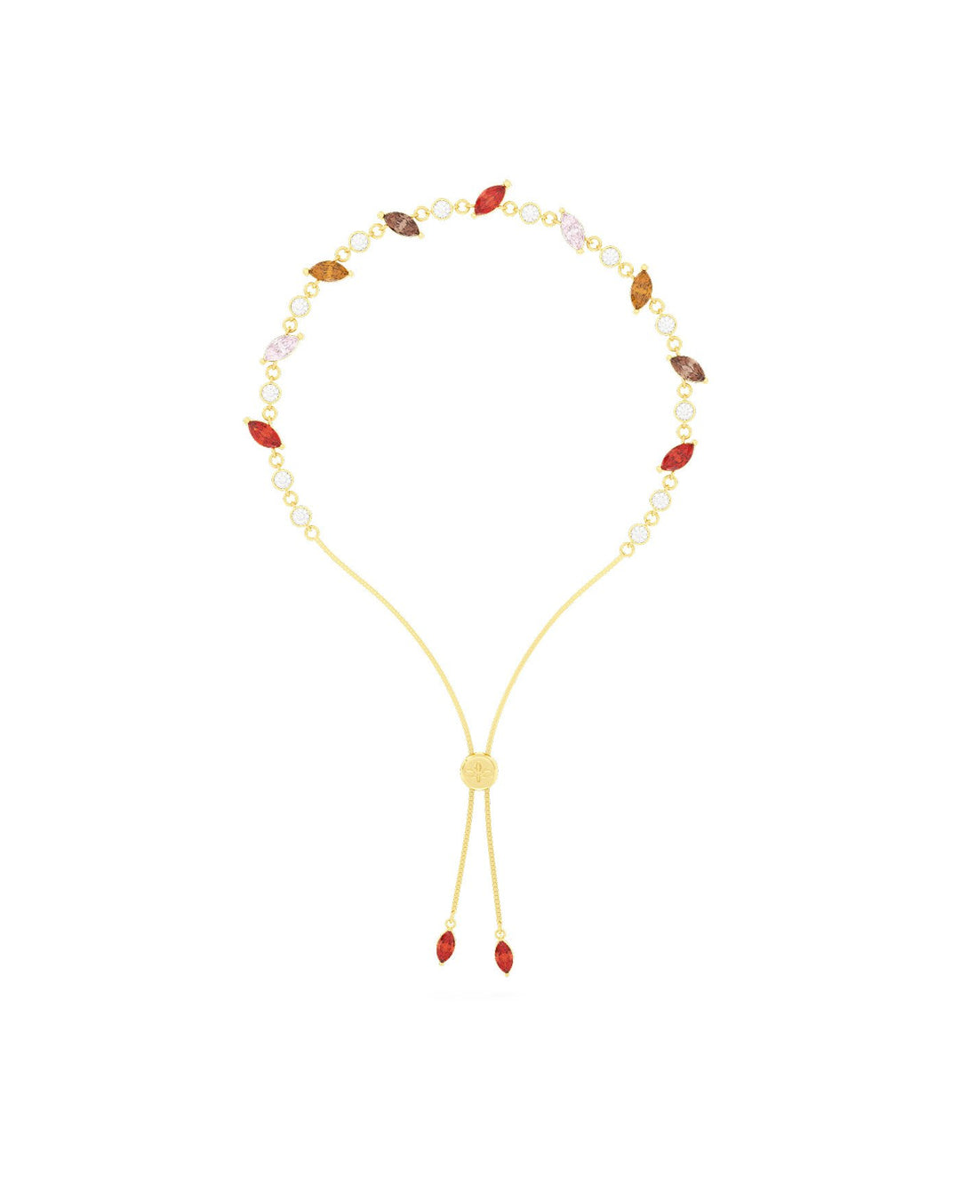 bracciale foliage in argento placcato oro con pietre colorate autunnali e chiusura slider
