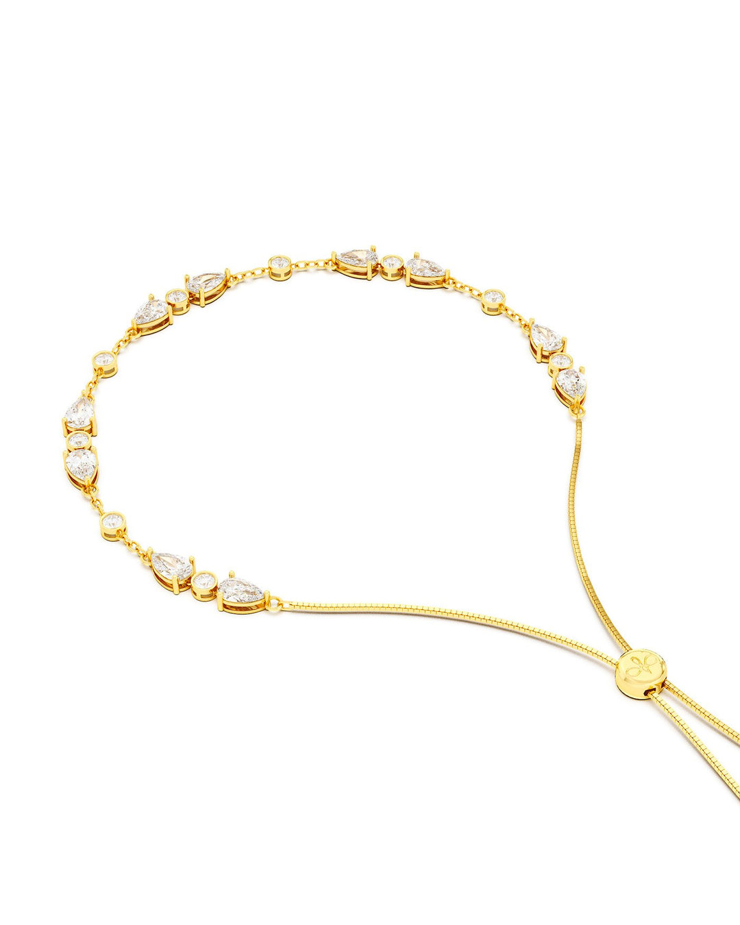 bracciale oro con slider e pietre bianche vista laterale