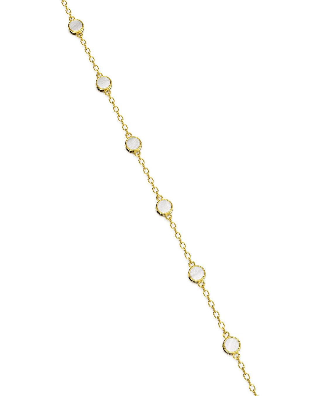 bracciale con piccoli cerchi bianchi in argento placcato oro