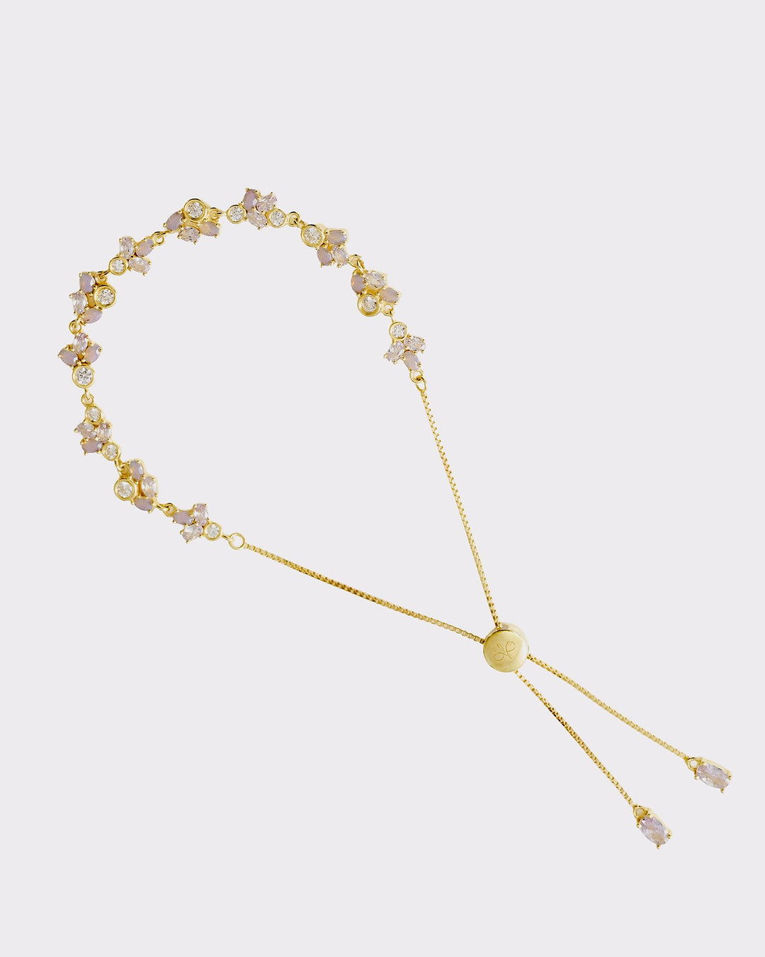 Bracciale Scorrevole in Ottone con Zirconie Lavanda e Lilla