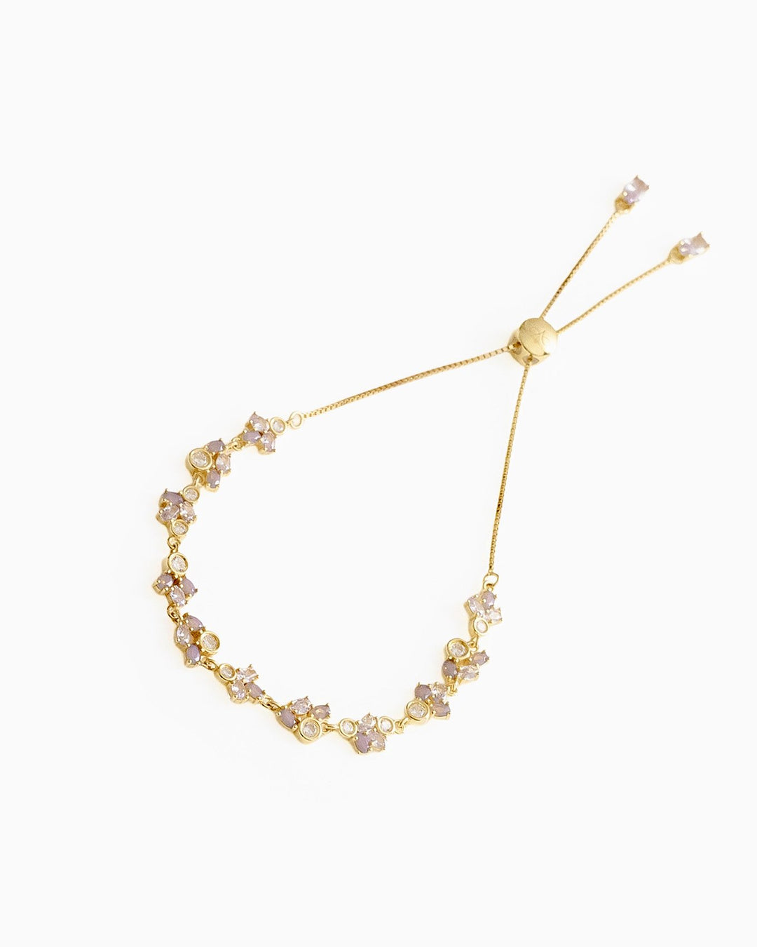 Bracciale Scorrevole in Ottone con Zirconie Lavanda e Lilla