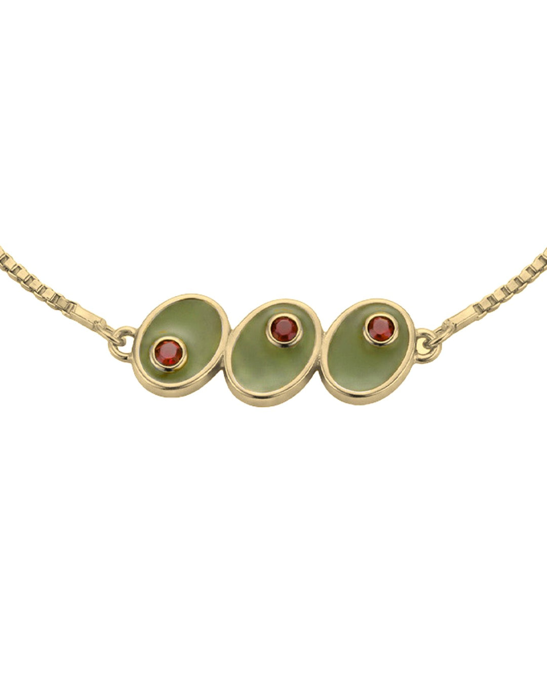 Bracciale Slider con Olive Verdi in Argento