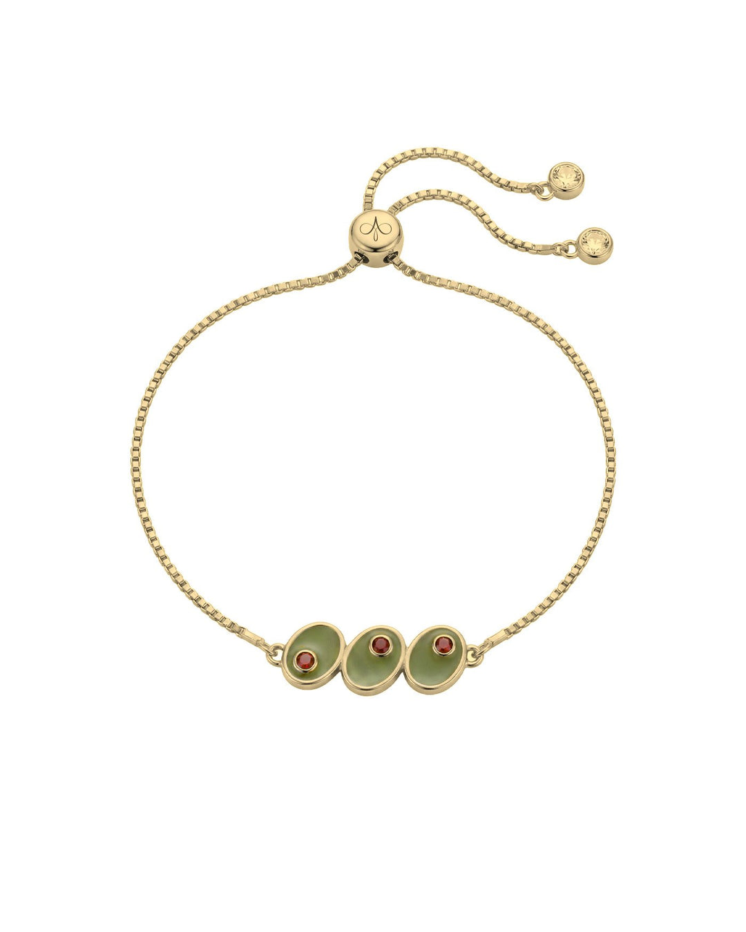 Bracciale Slider con Olive Verdi in Argento