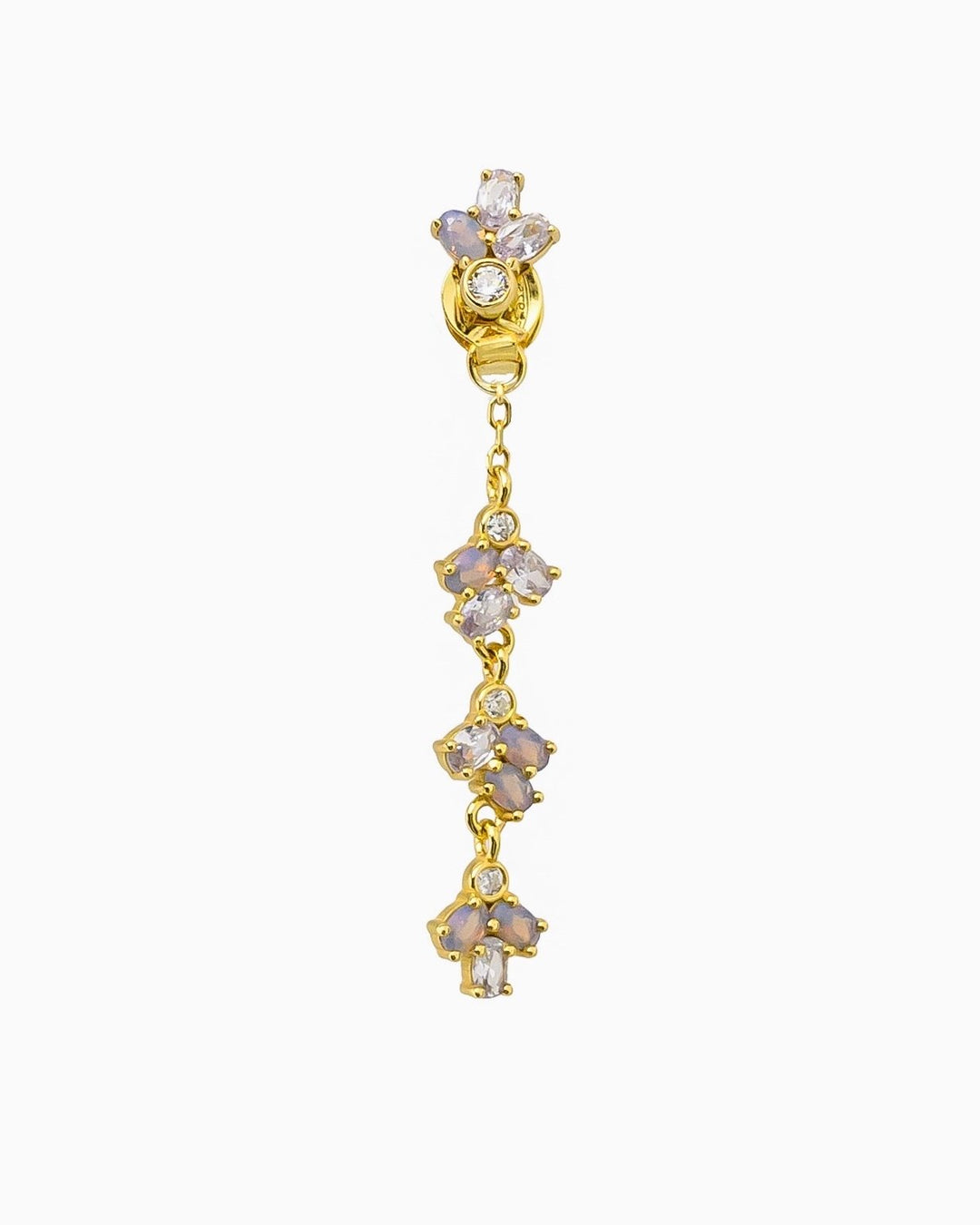 Charmi Orecchino Pendente in Ottone con Zirconie Lilla