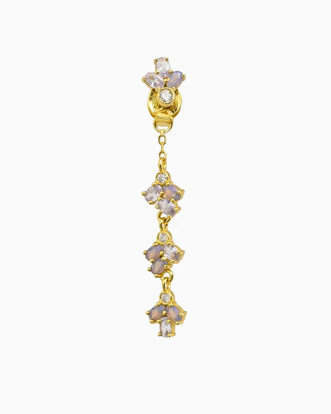 Charmi Orecchino Pendente in Ottone con Zirconie Lilla