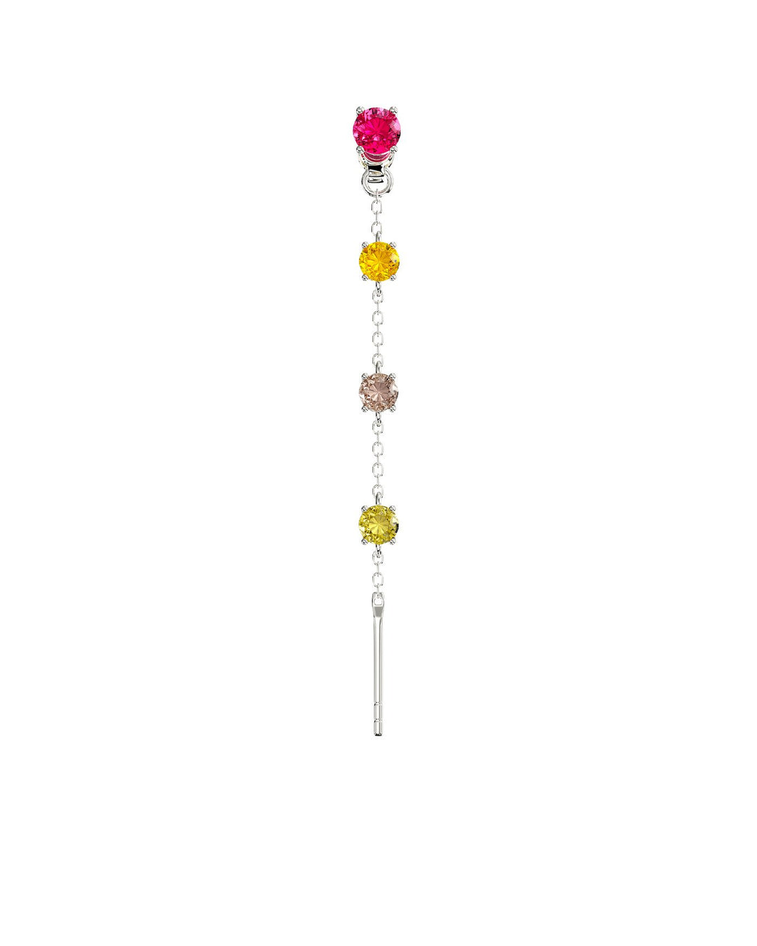 orecchino pendente charmi nei toni fucsia e arancio in argento con farfallina intercambiabile