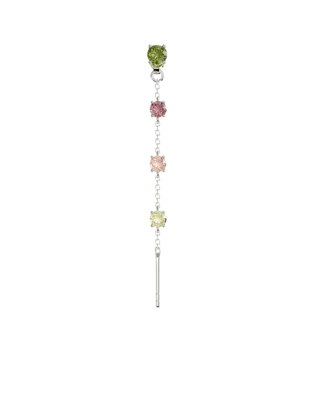 orecchino pendente charmi nei toni verde e rosa in argento con farfallina intercambiabile