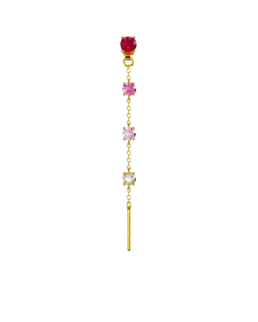 orecchino pendente charmi fucsia in argento placcato oro con farfallina intercambiabile