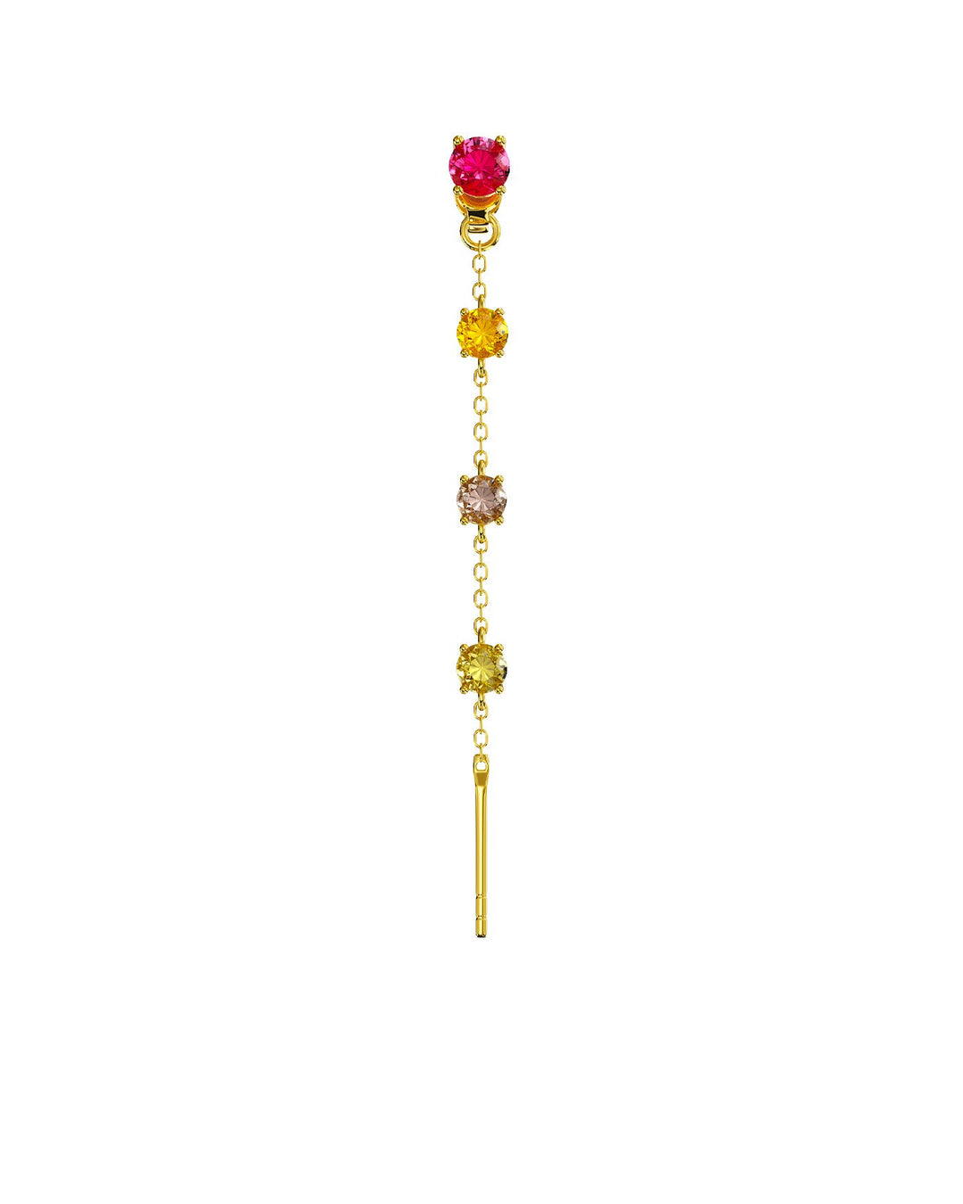 orecchino pendente charmi nei toni fucsia e arancio in argento placcato oro con farfallina intercambiabile