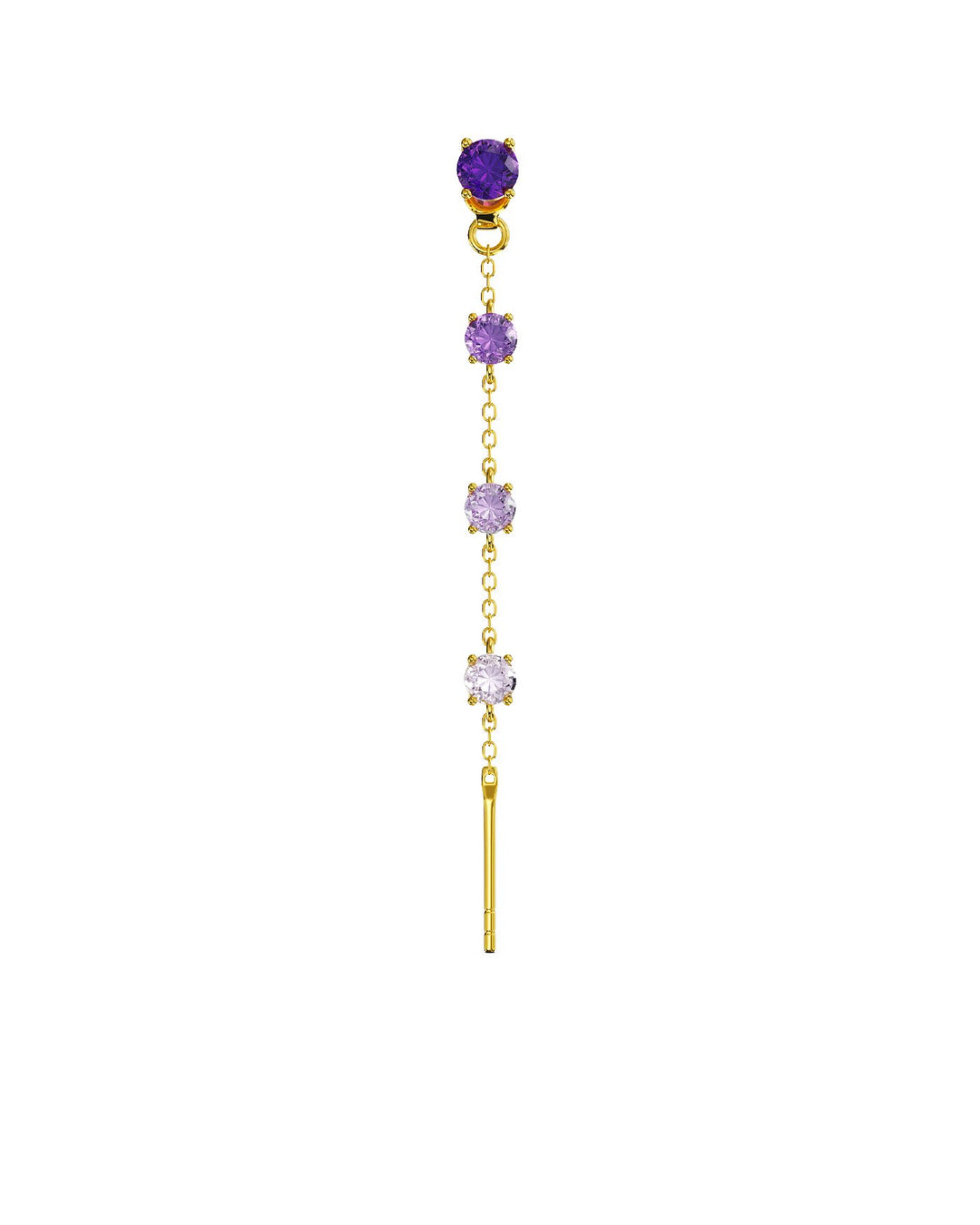 orecchino pendente charmi viola in argento placcato oro con farfallina intercambiabile