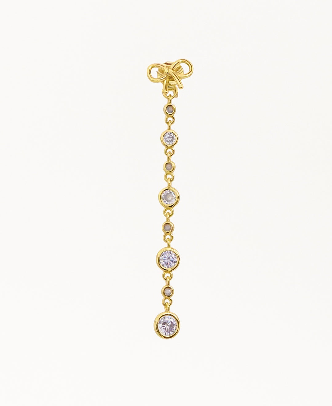 Orecchino Pendente in Ottone con Fiocco e Zirconie Lilla