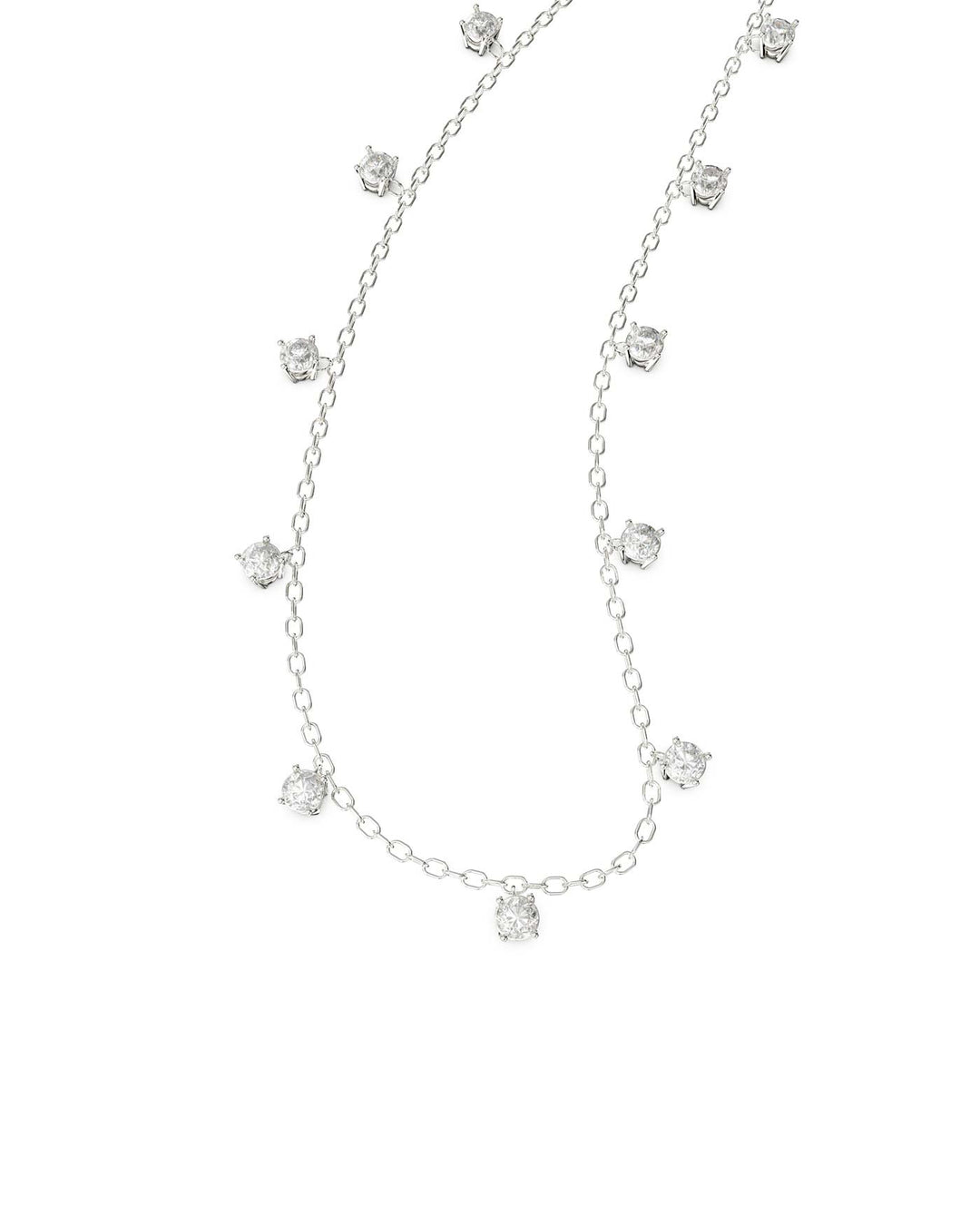choker in argento con pietre di zirconia pendenti