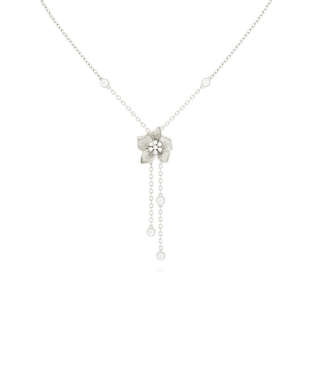 collana in argento con fiore di amaryllis bianco pendente
