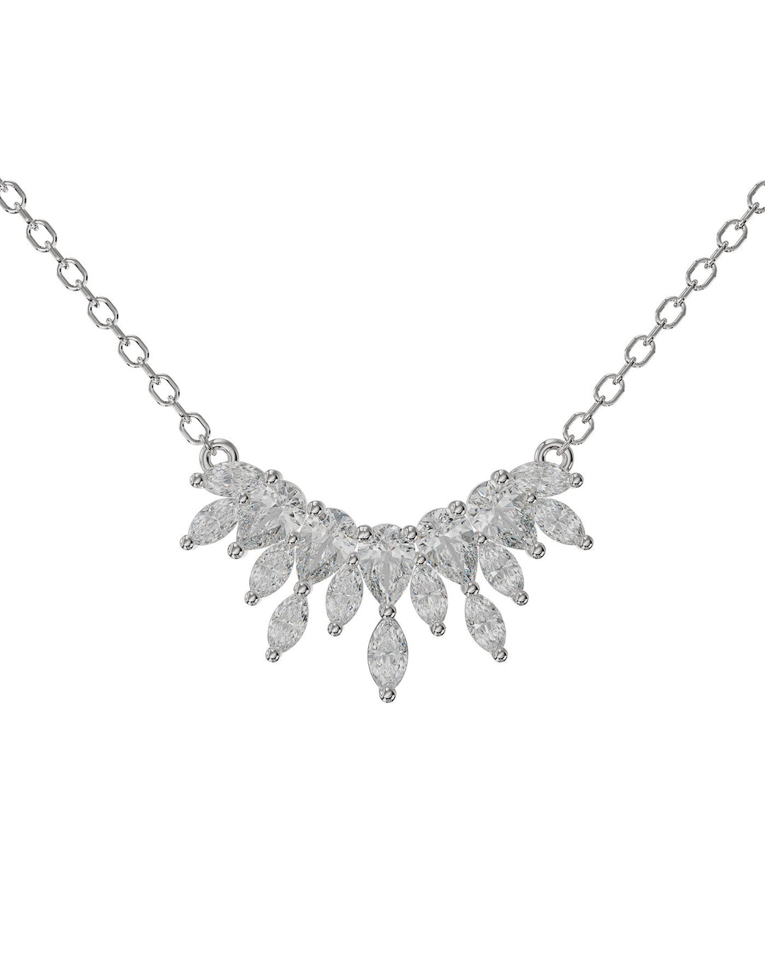 collana pendente in argento con bouquet di pietre di zirconia taglio marquise