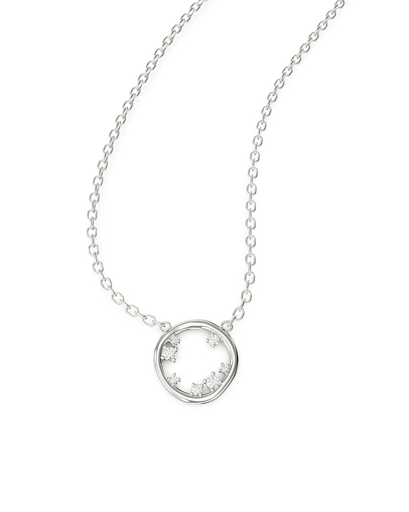 Collana VONALA A Cerchio In Argento 925 Con Conchiglia Abalone - Ciondolo Cerchio Aperto, Catena 45 Cm